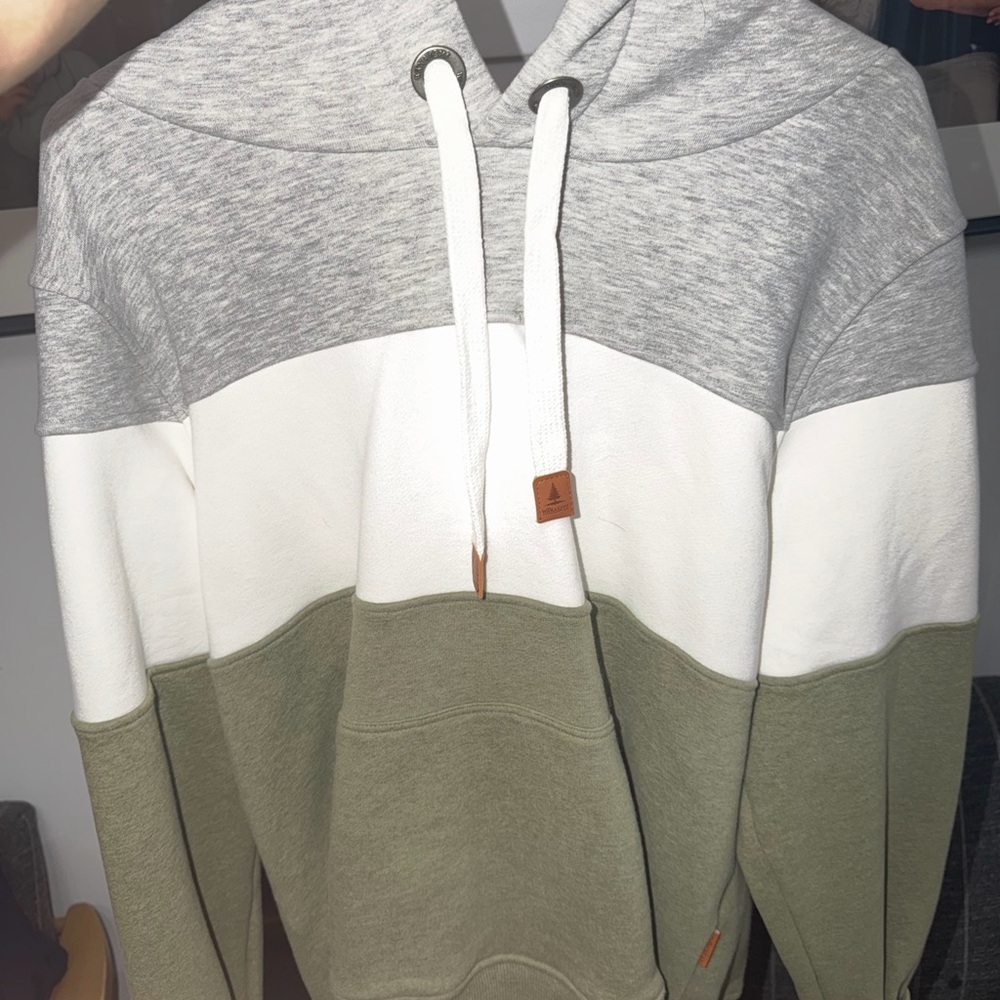 Women’s  Gray, White, and Green Hoodie